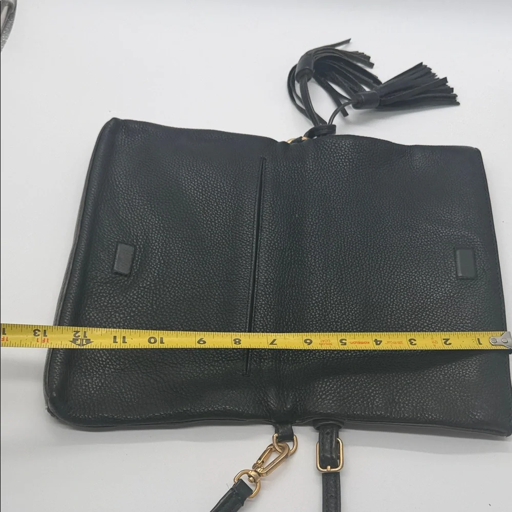 Tory Burch Black‎ Pebbled Leather Crossbody with Logo Detail